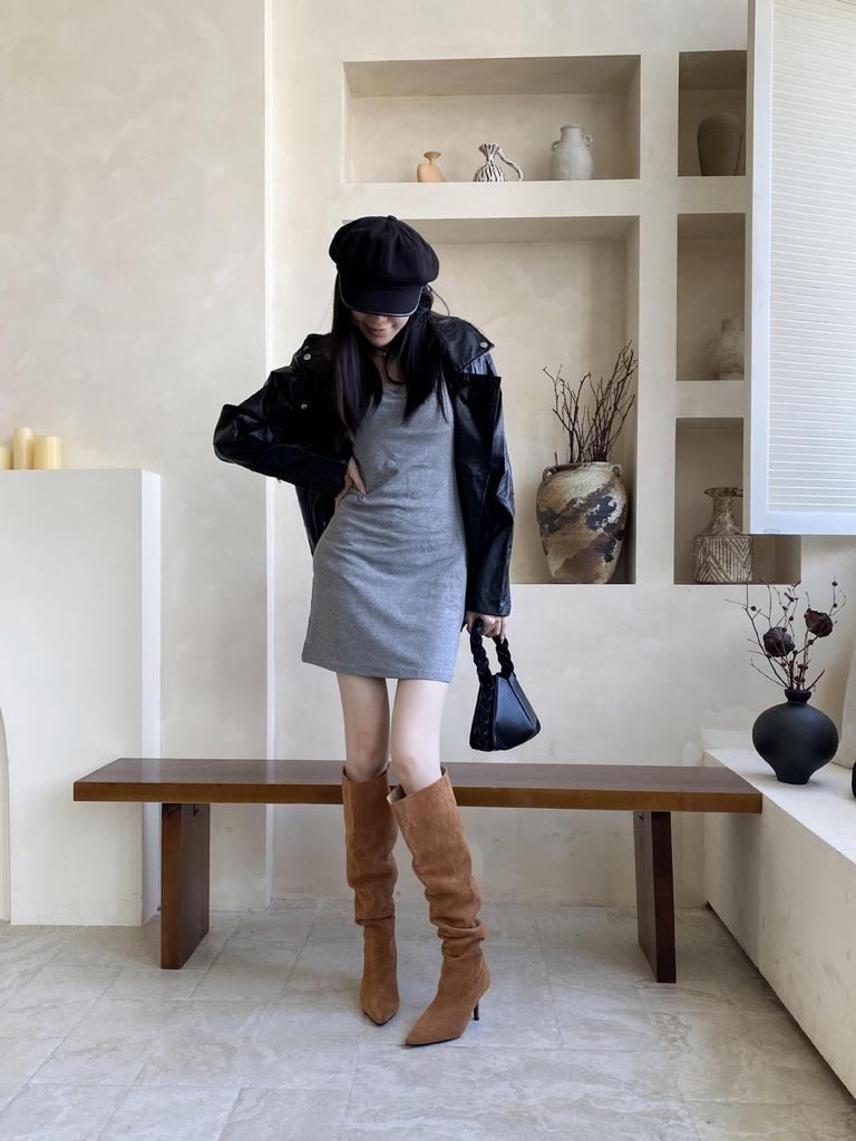 2025 Autumn French Fashion Slimming Stiletto Long Boots