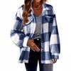 Damen WendeKragen Langarm Jacke Lockerer Sitz Kariert Fleece Shacket Knopfleiste Flanell Mantel