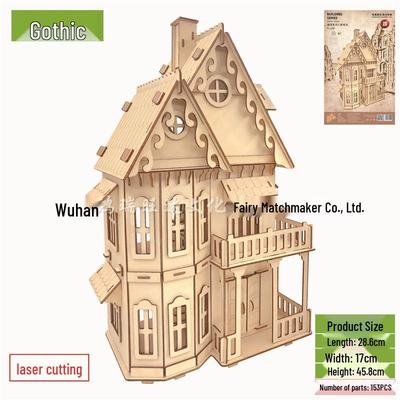 Gothic Villa 3D Wooden Puzzle Model DIY Toy