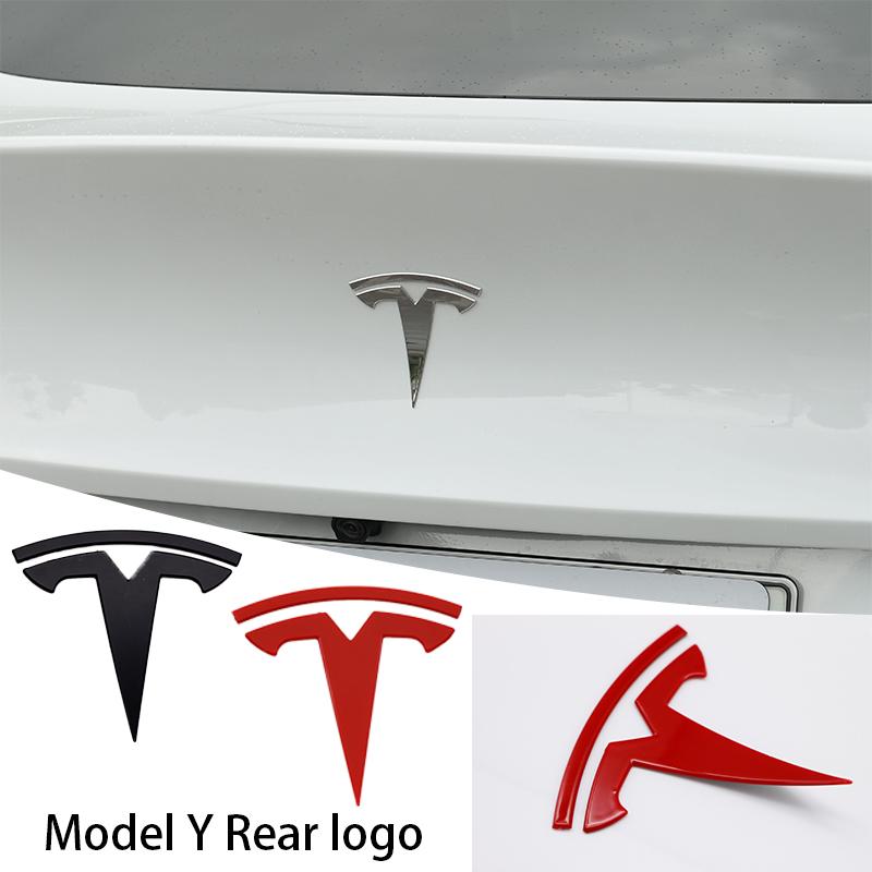 QSGMX1 3D For Tesla Logo ABS TESLA Model 3 Mode Y Car Front Hood Logo Cover Emblem Sticker Styling Auto Body Rear Trunk Badge