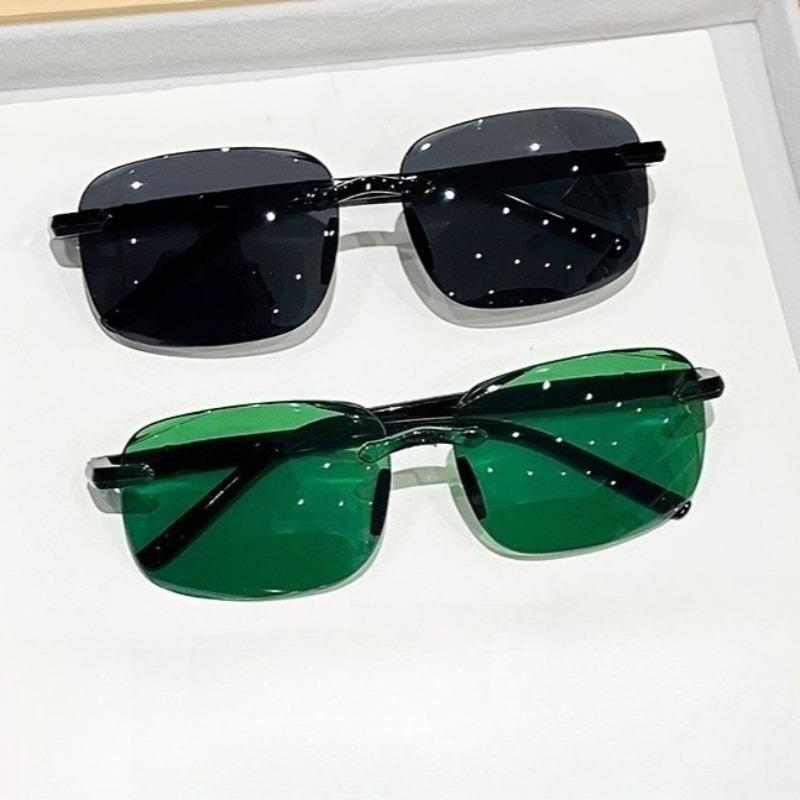 2 Pack Sunglasses for Men Trendy Frameless Cutting Edge Fashion Sunshade Sunglasses