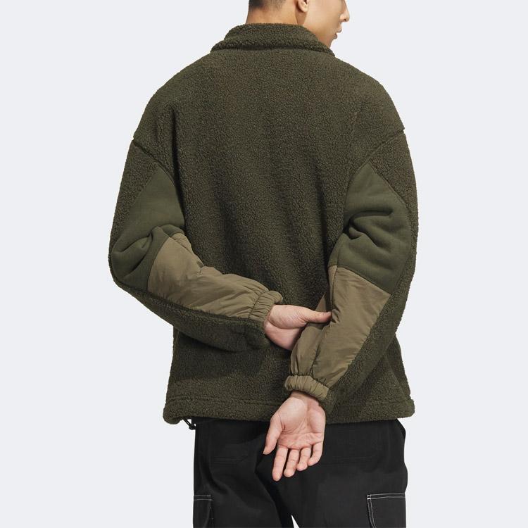 Adidas Originální bomber bunda Originals Trefoil z umělé ovčí kůže Pánské svrchní oblečení Kargo-zelená Noční obloha HY7286