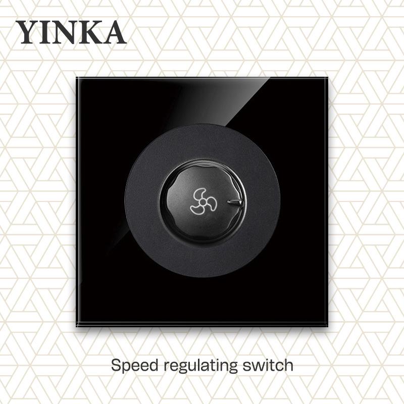 YINKA Tempered Glass 1/2/3/4 Gang 1/2 Way On / Off Wall Light Switch LED Indicator FR EU Standard Universal Home Socket