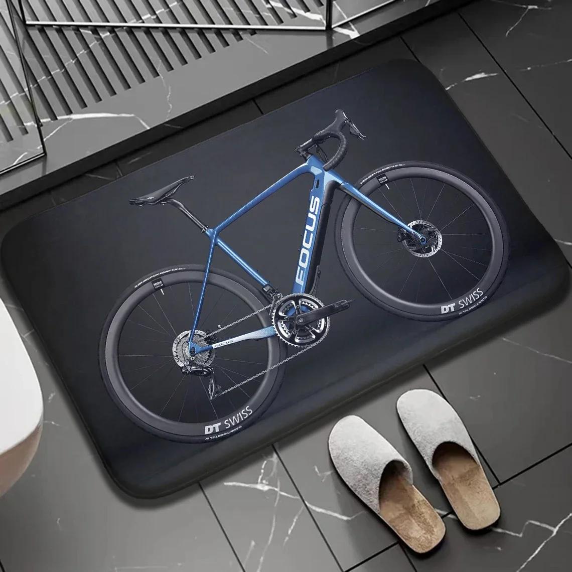 1 Stuks Fietsers Binnen Buiten Deurmat Antislip Fiets Print Huisdecoratie Tapijt Voor Keuken Slaapkamer Bad Voetmatten Wasbare Vloermat 40x60cm