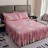 3pcs Twin Tree Pattern Extra Thick Non-Slip Bed Skirt Set with 1 Bed Skirt + 2 Pillowcases (Pillow Inserts Not Included)
