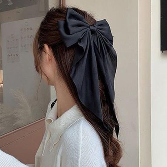 Hairpin Bow Theme Chiffon Long Ribbon Hair Clip Bright Color Lightweight Back Head Hair Claw Hair Accessories