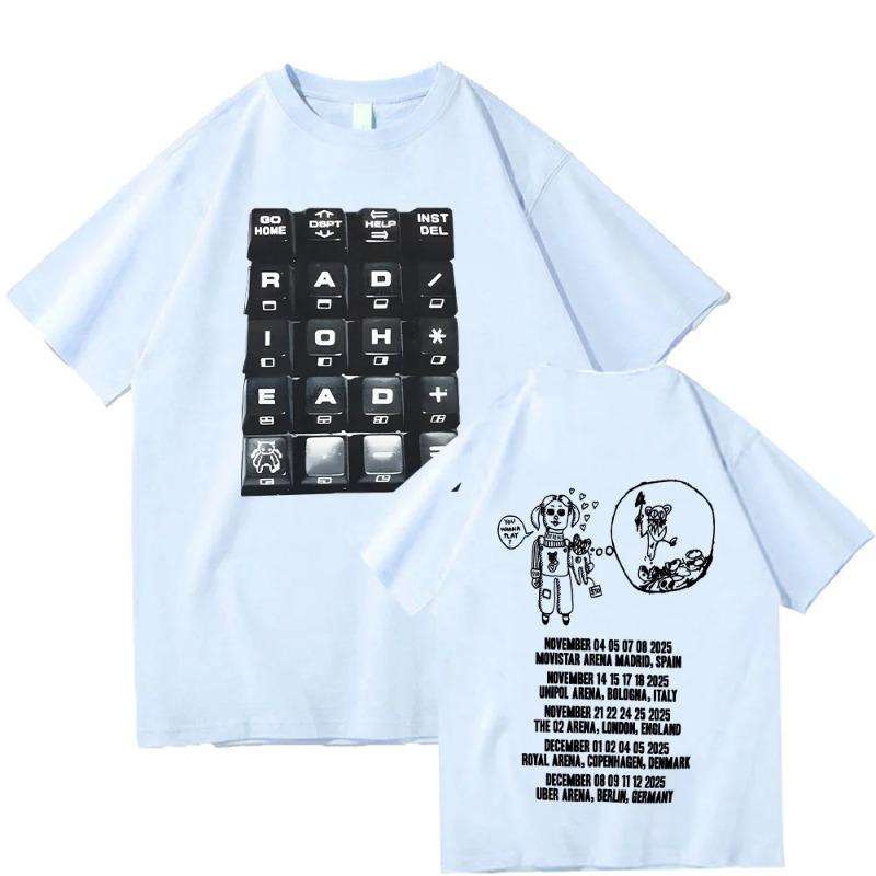Radiohead 2026 Black Tour T-shirt Fashion Rock Band T Shirts Men Women Cotton Loose Tops Streetwear Summer Short Sleeve Clothes