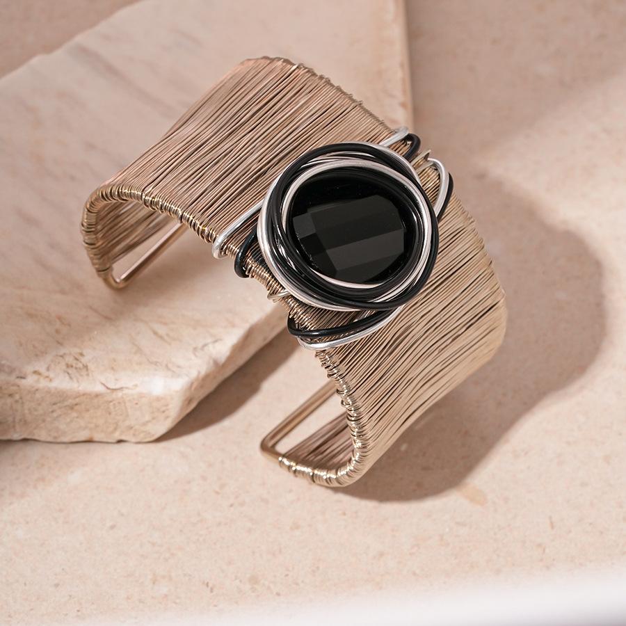 Metallic multi-layer winding open bracelet fashion geometric bracelet jewelry