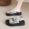 Fashion CRLAYDK Platform Sandals for Women Summer Silvery Outdoor Beach Open Toe Slides Ladies Casual Buckle Straps Walking Slippers