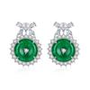 WWJ Exclusive Design Green Clear Zirconia Jewelry Round Stud Earrings