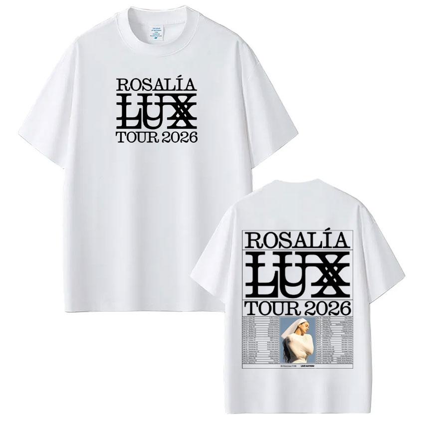 Sängerin Rosalía LUX Album Tour 2026 Druck T-Shirt Herren Damen Mode Baumwoll T-Shirts Oversized Hip-Hop Lässig Ästhetische T-Shirts
