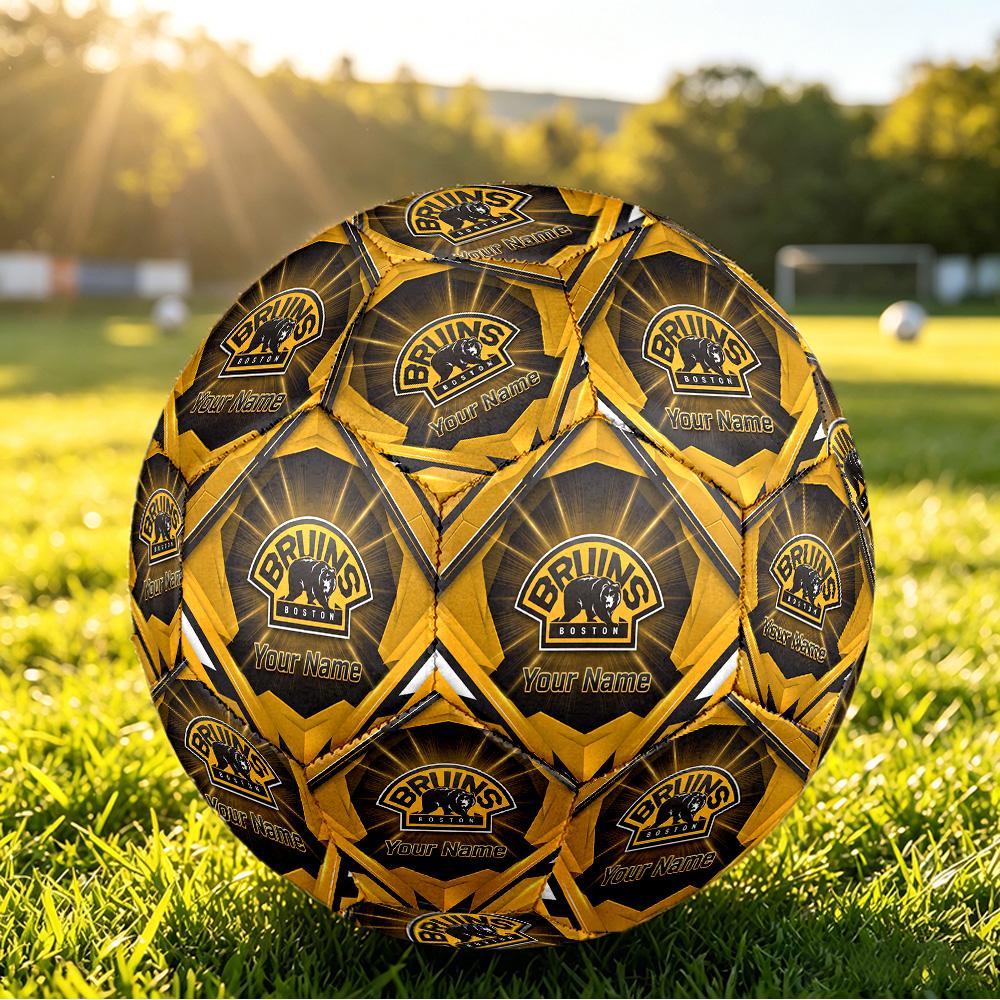 Boston Bruins Size 5 Football, Custom Name Text Personalized Soccer Ball Sport Training Gift