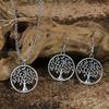 3-piece Vintage Ethnic Style Women's Jewelry Set: Antique Silver Tree of Life Pendant Earrings and Necklace, Simple and Unique Accessories