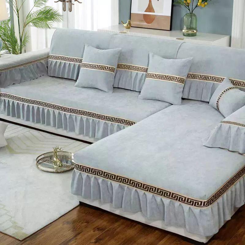 

Европейская шениловая подушка для дивана Круглогодичный Нейтральный Нескользящий Универсальный Всевключающий Серый Тканевый Чехол на Диван Накидка Спинка Dimo-light gray 45*45cm pillow case