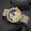 Golden Iced Brilliant Watches Men Luxury Steel Quartz Watch Fashion Leopard Hip Hop Diamond Wrist Watch Man Reloj Hombre