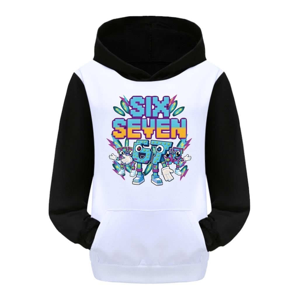 

5220 Дитячі хлопчики Дівчата Вкрасти Brainrot 67 Шість Сім Принтовані Повсякденні Толстовки з Довгими Рукавами Топ 130cm чорний білий колір