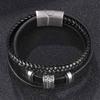 New Fashion Men Multilayer Braided Leather Bracelets Stainless Steel Hand Charm Rope Bracelets For Male Bracelets Gift