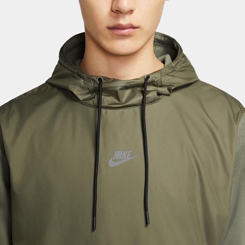 Nike Sportswear Just Do It Fleece-Lined Warm Reflective Casual Hoodie Men Tops Twilight-Yellow Swamp CU4102-380