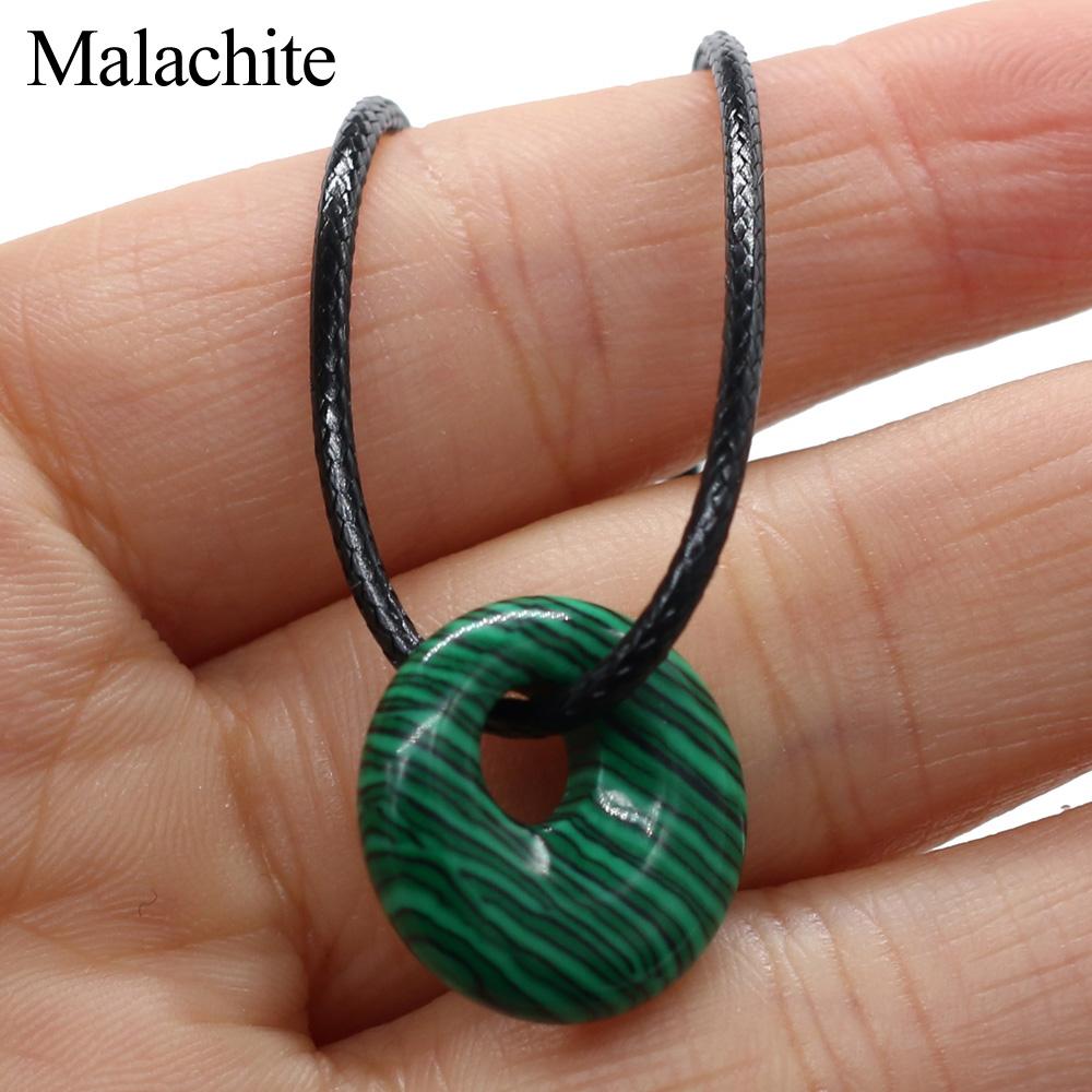 

1 шт., Ожерелье из натурального камня, Модное ожерелье-подвеска ручной работы круглой формы с кожаным шнурком-цепочкой для женщин и мужчин, Повседневная бижутерия, Подарки, 18 мм 1Pc/18mm