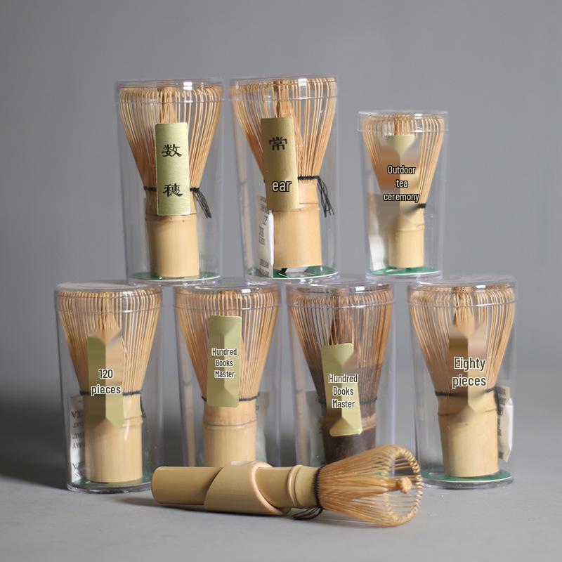 Set con Frusta Matcha in Bambù a Ottanta Punte con Manico Lungo e Paletta