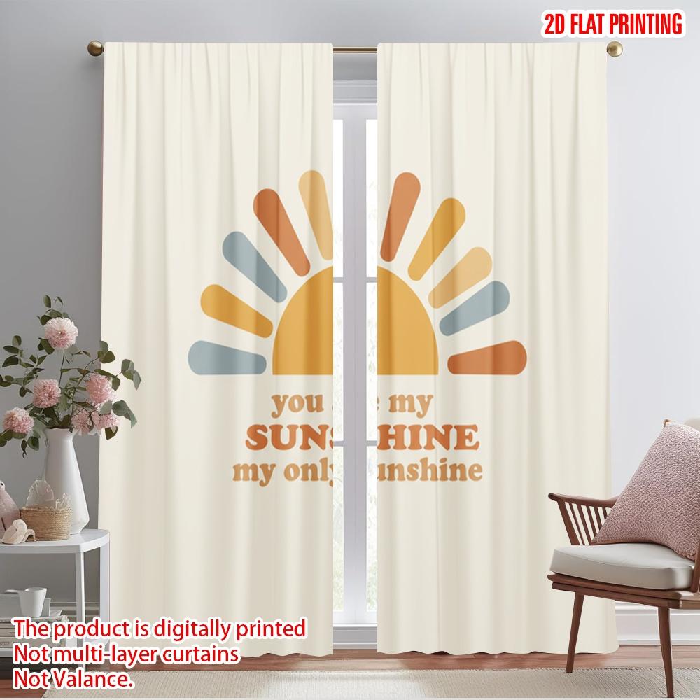 

2pcs 2D flat printing Party Window Curtains Sunshine My Only Sunshine 100% Polyester Without Electricity Festive Wall Decor for 52.50×116.00 CM 2pcs
