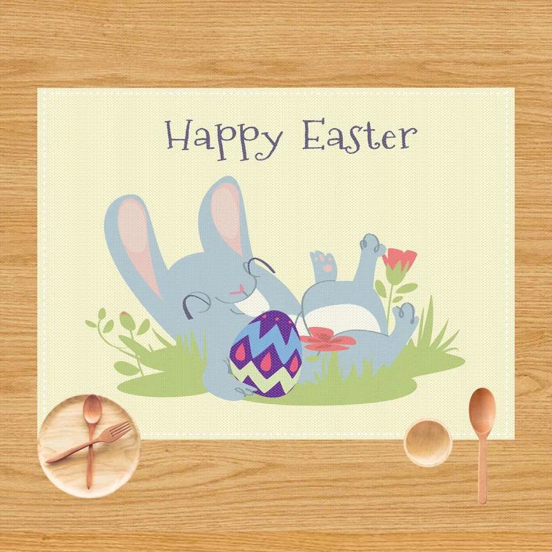 1PC Cartoon Rabbit Placemat Dining Table Decor Linen Tableware Coaster Kitchen Pads Accessories For Kids Birthday Party Easter