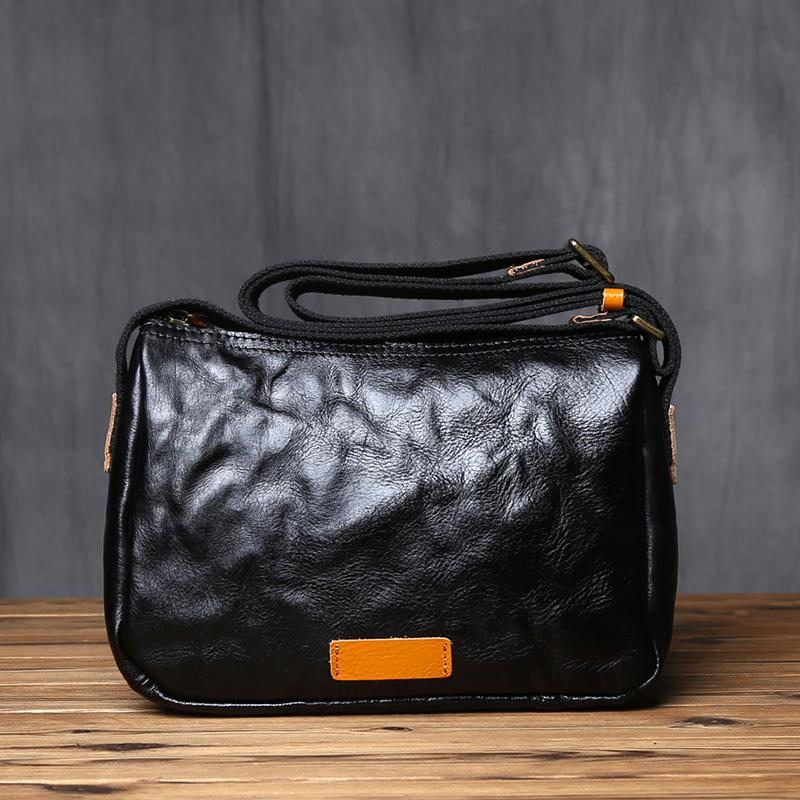 

NZPJ Retro Men s Shoulder Bag Vegetable Tanned Top Layer Cowhide Messenger Bag Casual And Fashionable Men Bag For 8 Inch iPad чёрный