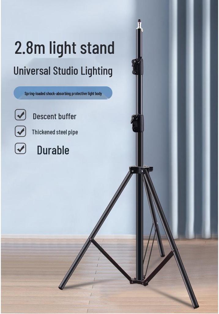 2.8m Heavy-Duty Tripod Flash Stand with Green Screen & Built-in Spring for Photography & Stage Lighting