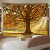 2D Enchanted Autumn Forest Tapestry Giant Oak with Sunlight Wall Hanging