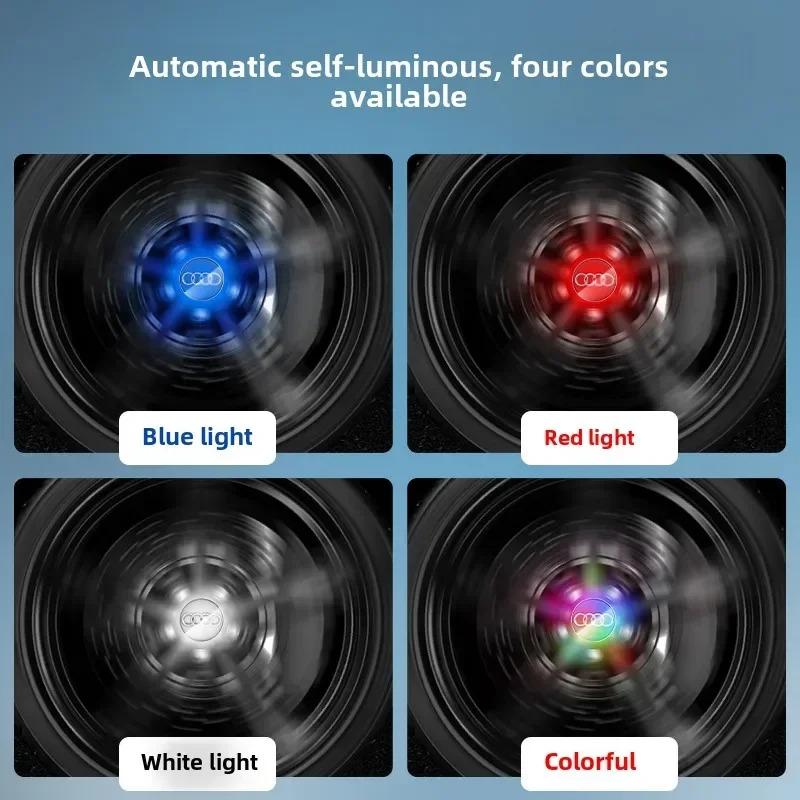 For Audi  A84Pcs 60mm 61mm 69mm LED Wheel Center Hub Cap Light Floating Illuminated Cover for Audi A3 A4 A5 A6 Q3 Q5 Q7 etc