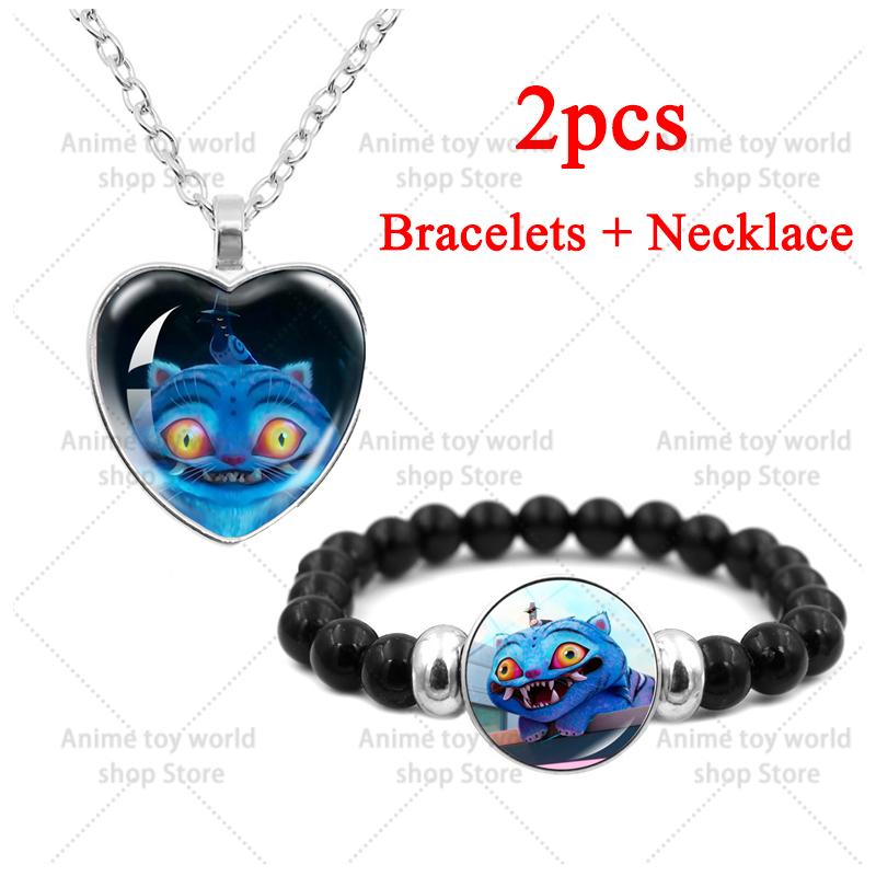 Kpop Demon Hunters Bracelets + Necklace Jewelry Set 2pcs Female Fashion Necklace Chain Pendants Accessories Girl Party Gift Toy