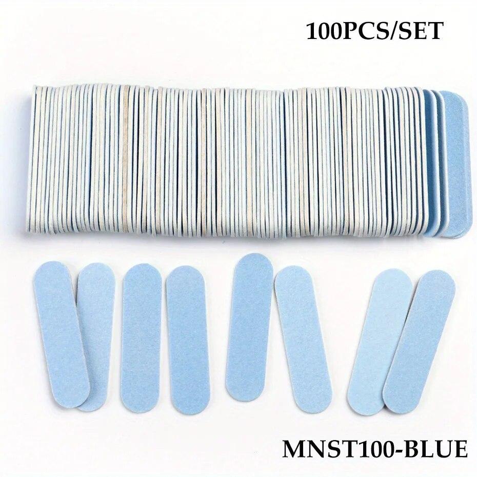 100pcs Double Side Nail Files Mini Wood Sanding Buffer Block Set For Gel Polish Manicure Pedicure Salon Nail Art Tools