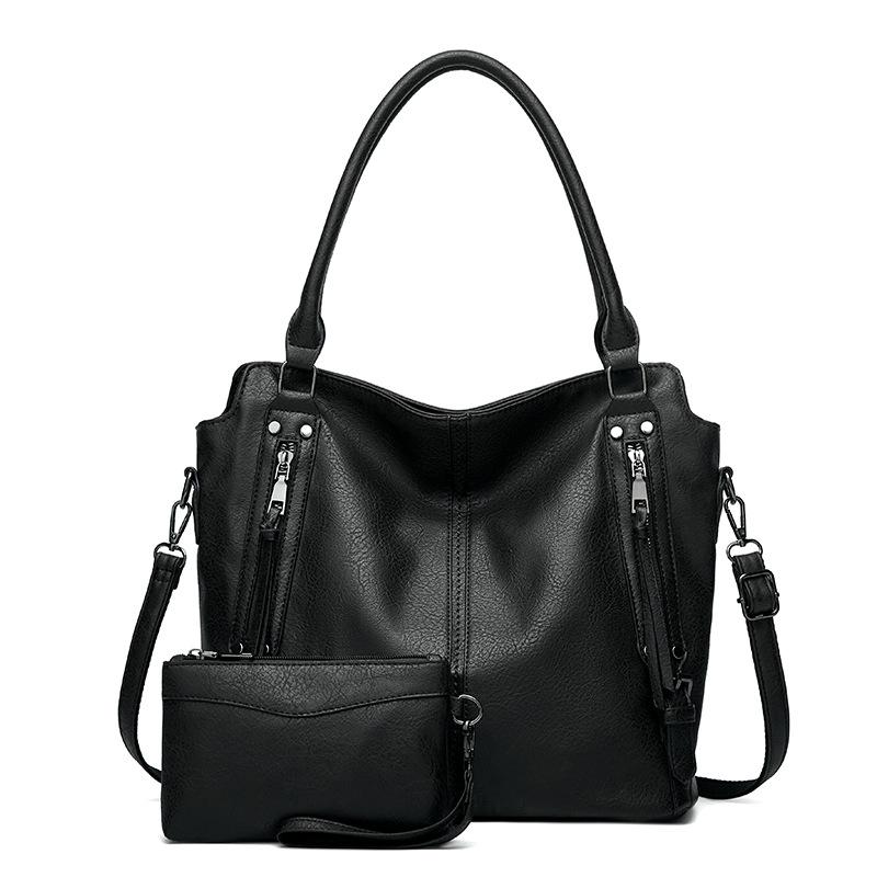 Niche Design New Women's Bag Retro Fashion Mother Child Bag Tote Bag Simple Solid Color Large Capacity Shoulder Bag