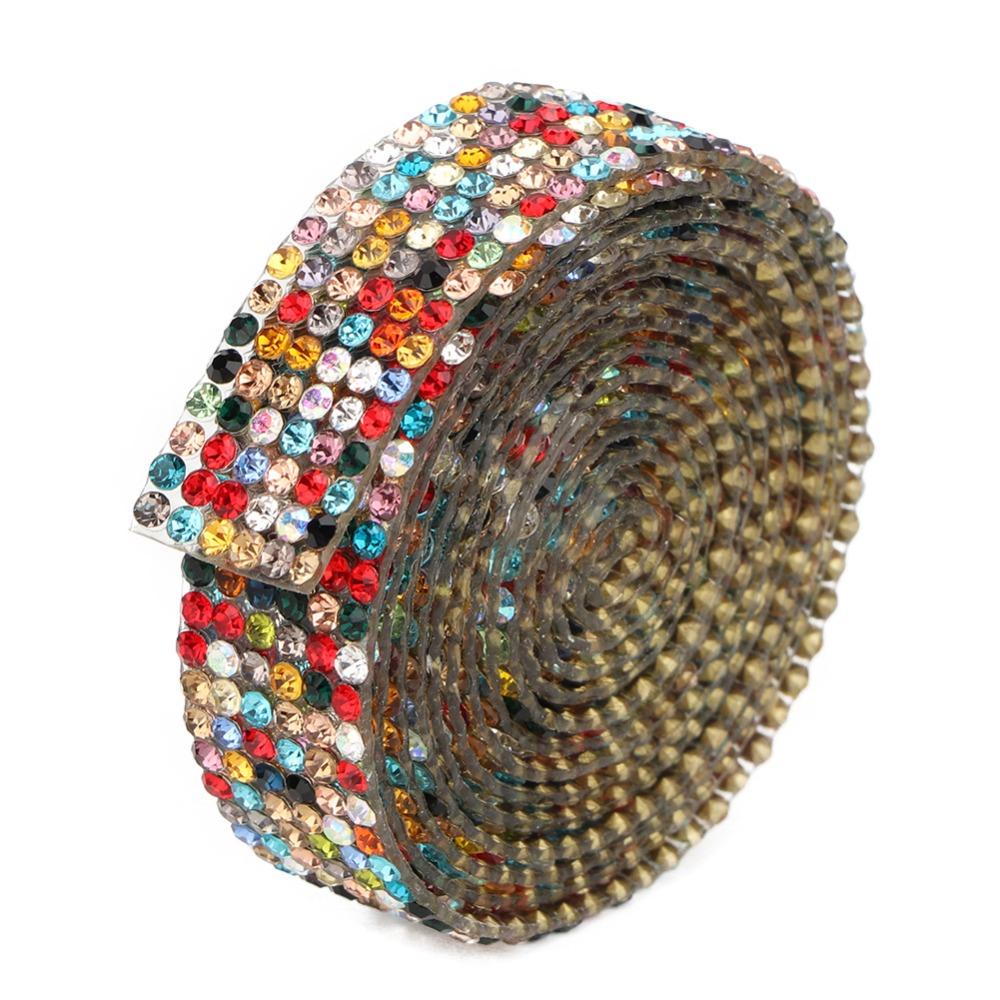 1pcs 1.2cm Width Rhinestone Ribbon Trim Iron On Crystal Glass Mesh Banding For DIY Crafts