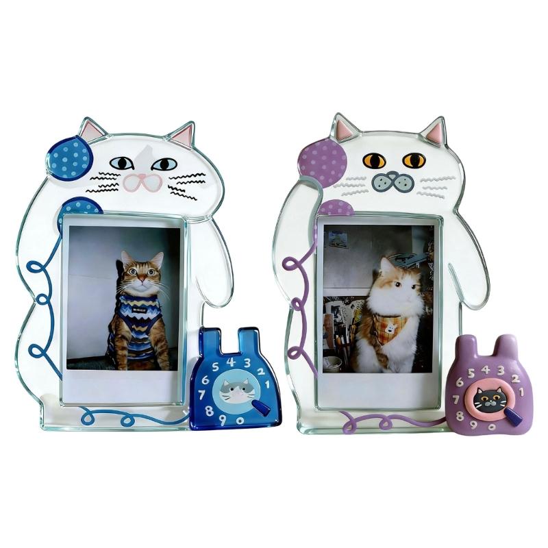 Klarer Acryl-Bilderrahmen Cartoon-Katzen Fotorahmen Foto-Display-Halter für Zuhause Büro Schreibtisch Dekorationen Sammlungen