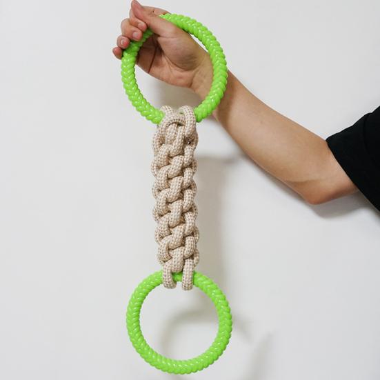 Pet Cotton Rope Dog Toys with Double-Ring Handle for Teeth Grinding, Gum Massage Chew Toy for Dogs Healthy Gift