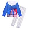 19785 Kids Girls Lily Lovebraids Blue Print Long Sleeves T-shirt Top Trousers Sets