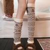 Retro Stacking Socks Cover Women'S Autumn And Winter Warm Knitted Rhombus Leggings Leg Cover Contrasting Color Tight-Mouth Calf Socks