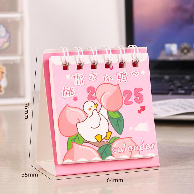 2025 Cute Cartoon Small Desk Calendar Creative Office Desktop Calendar Dual Daily Mini Memo Calendar Learning Planner