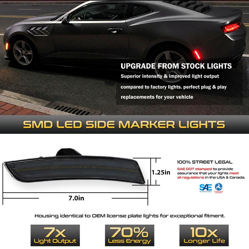 For Chevy Camaro Front Rear Side Marker Light Assemblies Turn SignalLights/Driving Lights,Replace OEM Sidemarker Lamps 2016-up