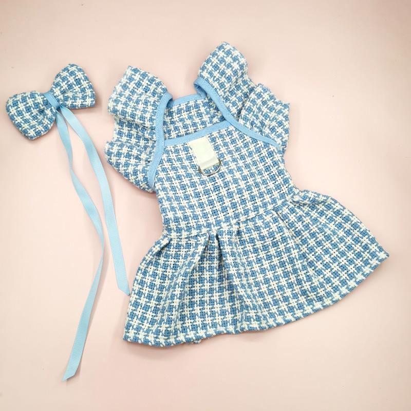 Pet Woolen Dress Bow Skirt Flower Dog Cat Clothing Cute Plaid Skirt Pet Supplies Dog Dresses for Small Dogs Puppy Clothes Skirt
