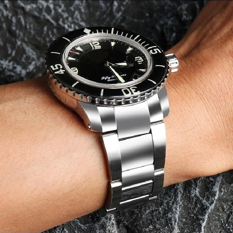 For Blancpain Fifty Fathoms Steel Band 50 Fathoms Series 5015 Stainless Steel Curved Precision Steel 23mm Watchband Accessories