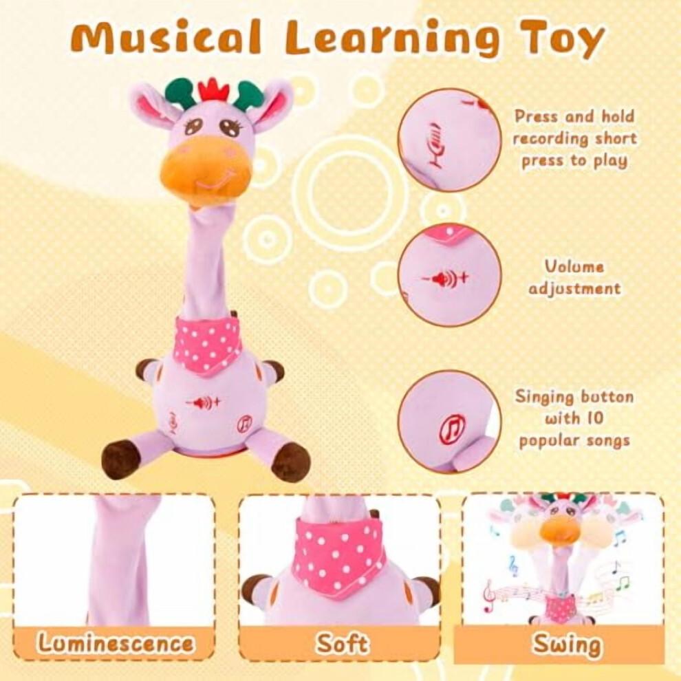 Dancing Giraffe Musical Plush Toy, Recording & Repeating, for 6–12M Babies – Compatible with Valentines Day Gifts