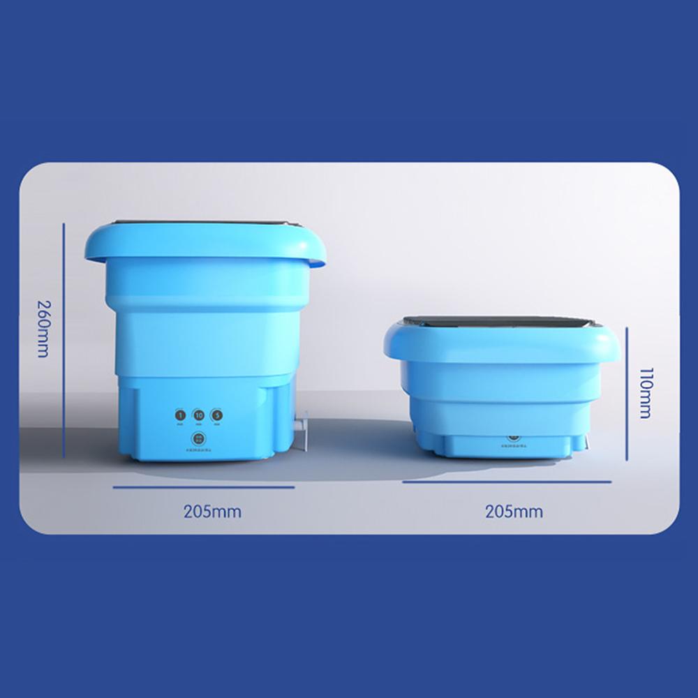 Портативная складная мини-стиральная машина для одежды с сушильным ведром Blue Light — фото 9