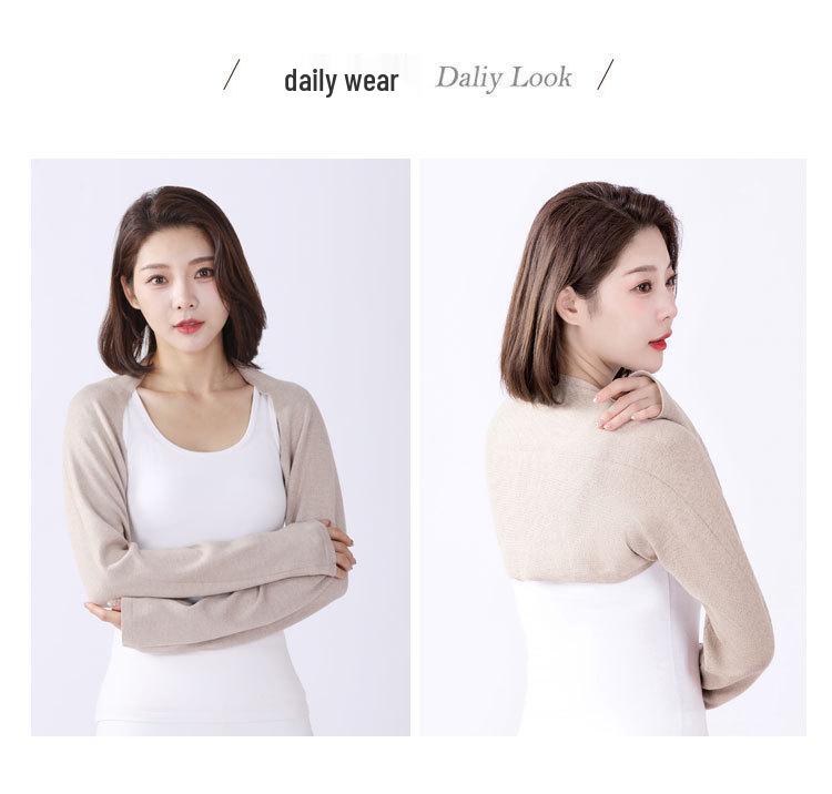 Women's Sleeveless Summer Shawl: Pure Cotton Shoulder Pads, Long-Sleeved Arm Sleeves, Thin Air Conditioning Protection