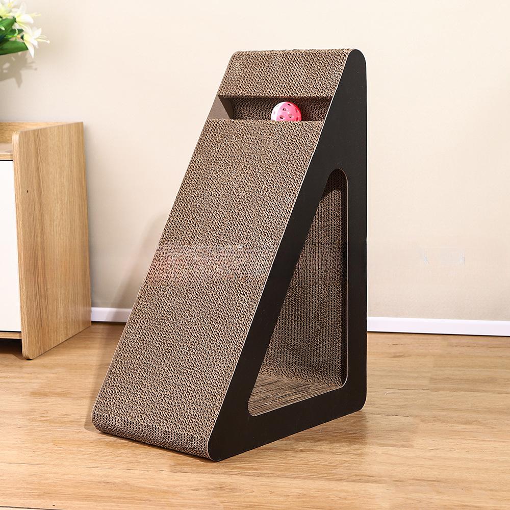 

1 шт. Многослойная когтеточка для кошек с шариком-дразнилкой - интерактивная игрушка для кошек с гнездом из гофрированной бумаги и дизайном для шлифования когтей чёрный