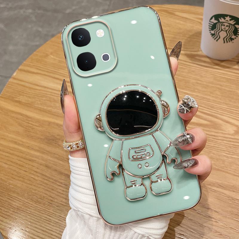 For Vivo Y31D Pro Iqoo Z11X Case Shining Astronaut Spaceman Bracket Holder Design Soft Plating For Vivo Y31D Pro Back Cover