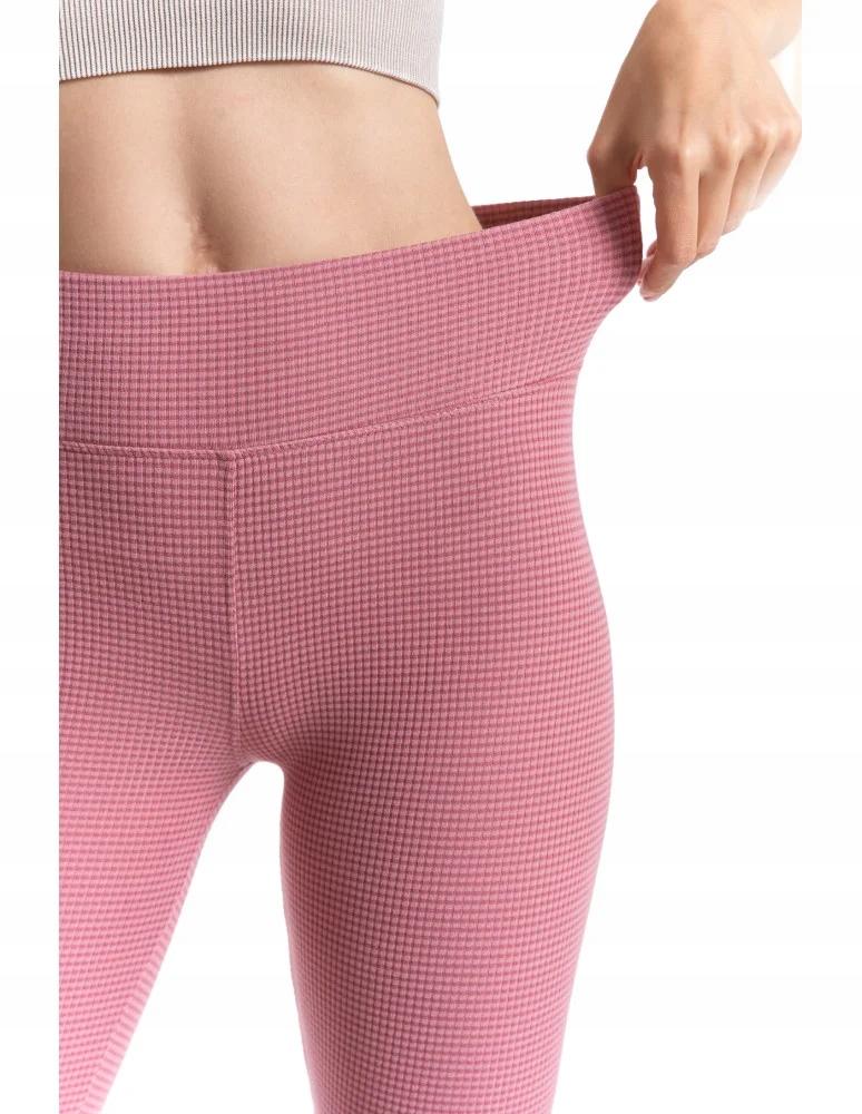 Women's High Waist Ribbed Leggings Fashionable Sporty MORAJ S/M PINK