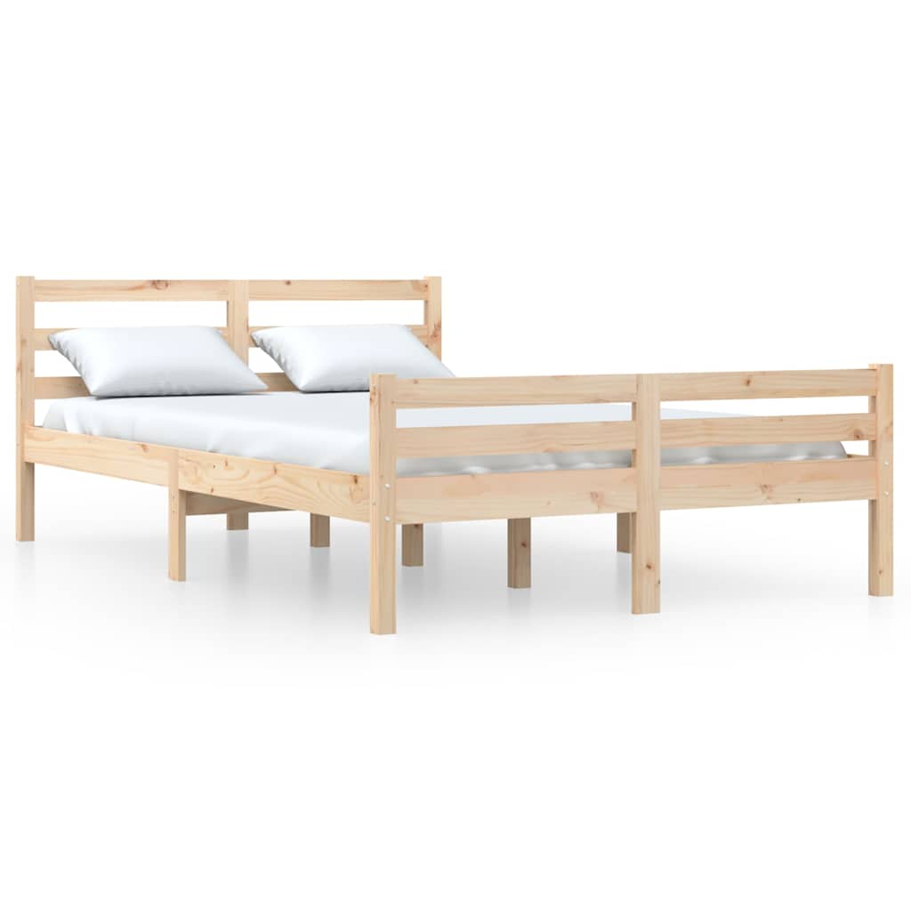 Vidaxl Rama Łóżka, Lite Drewno, 135X190 Cm, Podwójna