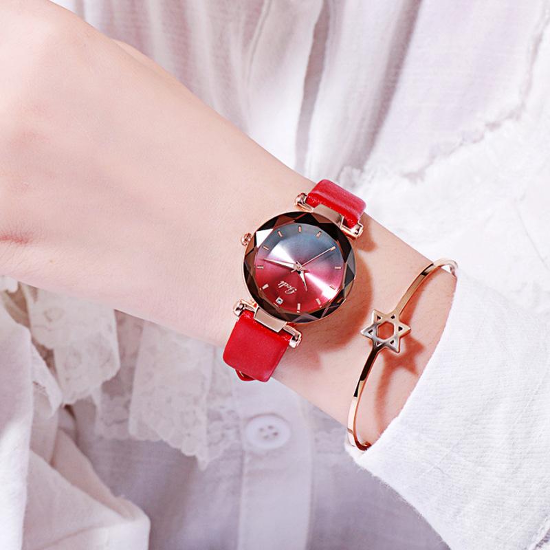 Gradual Change Color Disc Belt Women'S Watch, Waterproof Quartz Student Watch, Fashionable And Fresh Women'S Watch
